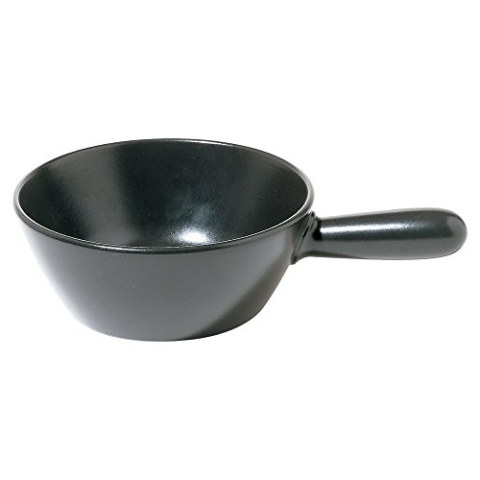 Alessi Mami Fondue Topf für Käse aus Keramik schwarz, Edelstahl, 24 cm