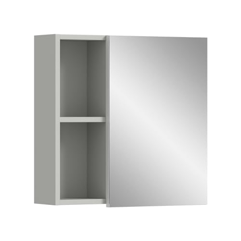 xonox.home Badezimmer Copa Spiegelschrank Badspiegelschrank Spiegelschränke fürs Bad Badspiegelschrank Front Spiegelfläche Korpus hellgrau Nb.,ca.55x55x17cm mit Ablage