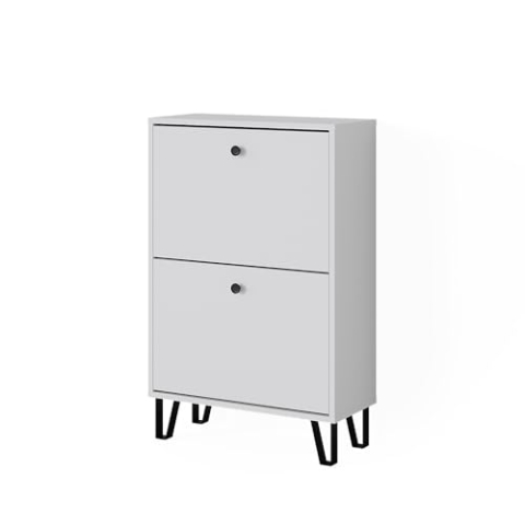 Vicco Schuhkipper Siri, Schuhregal, Weiß, 60 x 92 cm mit 2 Klappschubladen
