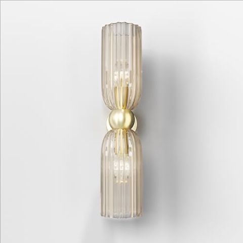 MAYTONI Antic Wandleuchte innen – 2-flammige Wandlampe – Retro Lampe E14 - Leuchte aus Glas & Metall - Wohnzimmerlampe, Schlafzimmerlampe - Gold, Cognac