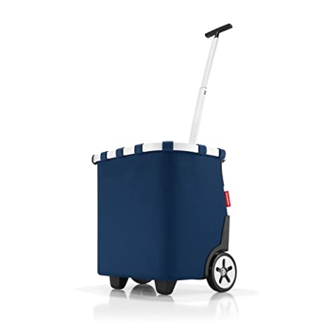 reisenthel carrycruiser in Dunkelblau – Tragbarer Einkaufstrolley mit stabilem Aluminiumrahmen, Schultergurt und herausnehmbarer Netz-Innentasche – Aus wasserabweisendem Material