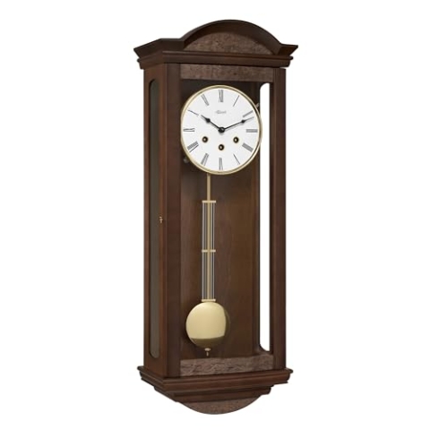 Hermle Pendelwanduhr in Wurzelholzoptik 71001-030341, 4/4 Westminster, Braun, 66cm x 25cm x 14cm