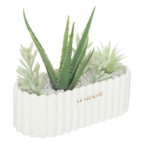 Atmosphera - Künstliche Pflanze Rivi Keramiktopf - H15 cm - Weiß
