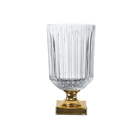 [W0724] Vase auf Fuß in Gold STK/1 651/81/32cm Minerva