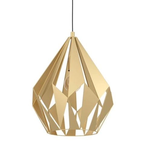 EGLO Pendelleuchte Esstisch Carlton, Vintage Hängelampe für Wohnzimmer und Esszimmer, Esszimmerlampe aus Metall in gold, Lampe hängend mit E27 Fassung, Ø 38,5 cm