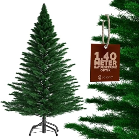 CASARIA® Weihnachtsbaum künstlich 140cm dichte Spitzen schneller Aufbau Metallständer naturgetreu schwer entflammbar grün Tannenbaum Edeltanne deko