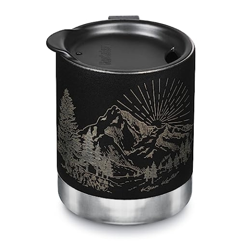 Klean Kanteen Camp Mug Lasergravur Mntns 340 ml, gebürstetes Schwarz