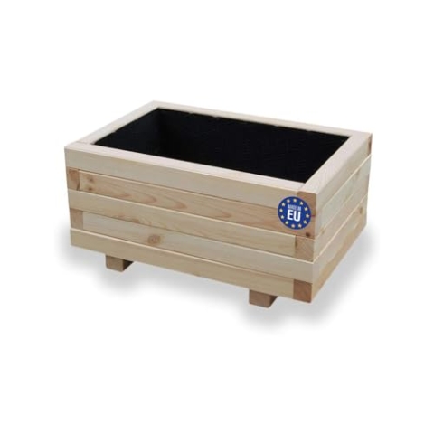 Alfalux Blumenkasten Pflanzkasten Aus Holz Pflanzkübel Balkonkasten Pflanzgefäß Garten Balkon Terrasse AB60KAN4030 60 x 40 x 30H cm - mit 1 x Wasserablauf