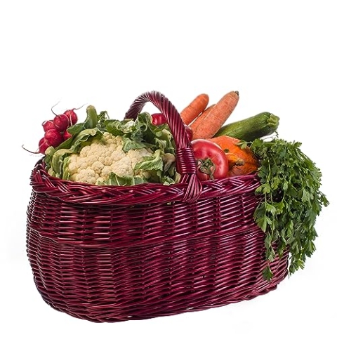 Henkelkorb Weidengeflecht für Einkauf in Naturfarbe oder in 3 verschiedenen Farben lackiert Geräumig und Komfortabel Einkaufskorb Geschenkkorb 45x30x35cm