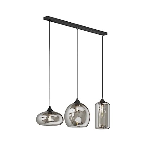 Lindby Esstisch Pendelleuchte Glas rauchgrau, Hängeleuchte Rauchglas Esszimmer 3x E27, ohne Leuchtmittel, Hängelampe Wohnzimmer, Esszimmerlampe