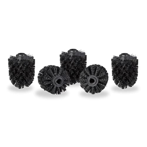 Relaxdays 80 x WC Bürstenkopf im Set, lose Toilettenbürsten 12mm Gewinde, Ersatzbürstenkopf, Ø 7 cm, Wechselbürstenkopf, schwarz