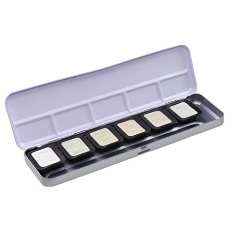 Finetec F8001 Metallfarbkasten, 6 irisierende Premium High Sparkle“, 6 Farben, 1 Stück (1er Pack)