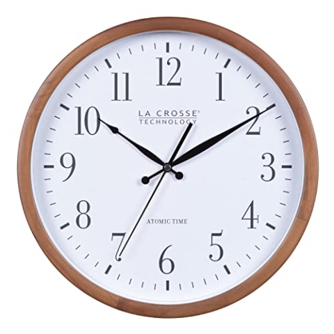 La Crosse Technology 404-50447-INT Wanduhr, analog, Walnussholz, 32,5 cm