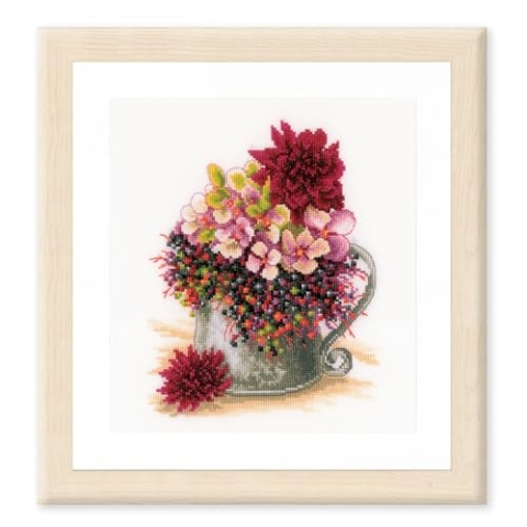 Lanarte Kreuzstich Stickpackungen Gezählter Kreuzstichbilder Set ROSA STRAUSS Wanddekoration Handarbeit Set für Erwachsene 19 x 24 cm DIY Deko Bastelset Handwerker Kreative Geschenkset