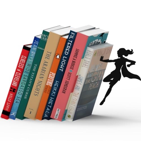 Stylische Metall Buchstütze in Schwarz - Bücherhalter für jeden Winkel, Regalbrett, Schreibtisch, Desk - Deko Buch Organizer Bücherhalter - die coolste Geschenkidee (Supergal)