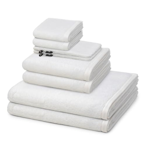 Vossen - Vegan Life - 2 X Wasch- 2 X Gäste- 2 X Dusch- 2 X Handtuch im Set (Weiß)