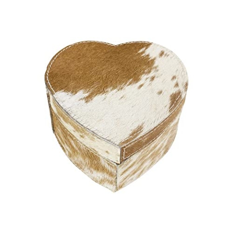 Mars & More - Aufbewahrungsbox, Schmuckbox - Kuhfell - Braun Weiß - Leder - Maße (LxBxH): 15 x 15 x 8 cm