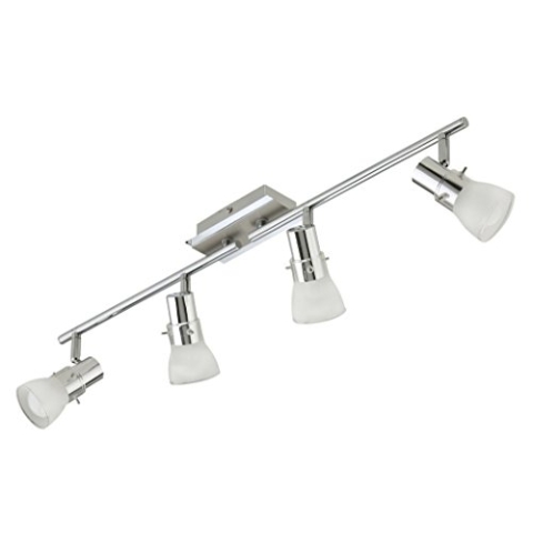 Trango 4-flammig 1007-48 LED Deckenleuchte - Chrom-Optik gebürstet *FREYA* inkl. 4x E14 LED Leuchtmittel 3.000K warmweiß Badleuchte, Flurleuchte, Küchenleuchte, Schwenkbare Deckenlampe, Kronleuchter