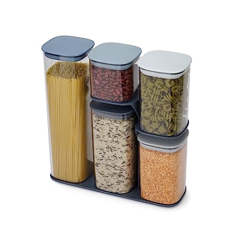 Joseph Joseph Editions Podium 5-teiliges Aufbewahrungsbehälter-Set mit Ständer – Himmel 5-piece, Blau