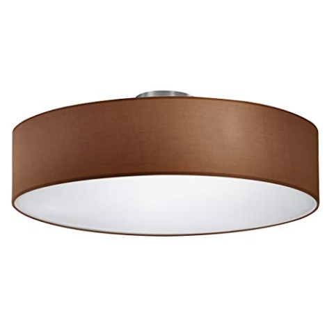 Trio Leuchten Deckenleuchte in nickel matt, Stoffschirm braun 603900314