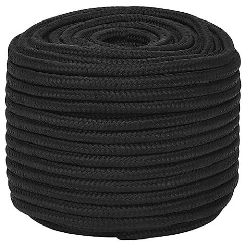 vidaXL Bootsseil Ankerleine Festmacher Tauwerk PP Leine Seil Tau Polypropylenseil Geflochten Flechtleine Schwarz 12mm 100m Polypropylen