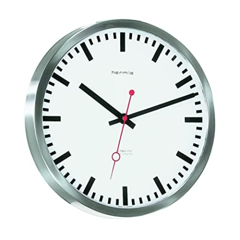 Hermle Uhrenmanufaktur Wanduhr, Edelstahl, Silber, Ø 30cm x 5cm