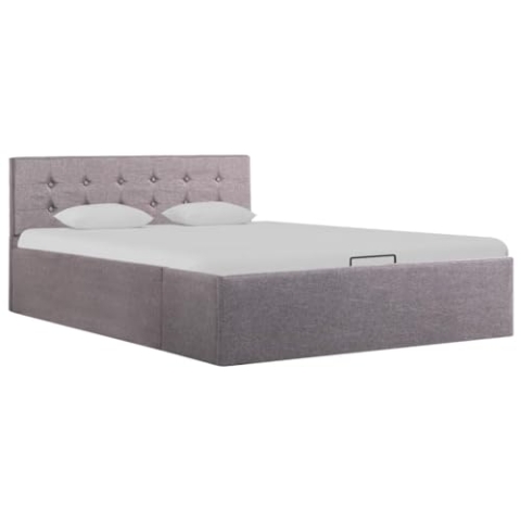 vidaXL Stauraumbett Hydraulisch Polsterbett Doppelbett Bett Schlafzimmerbett Stoffbett Bettrahmen Bettgestell mit Stauraum Taupe 120x200cm