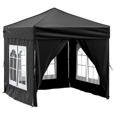 vidaXL Partyzelt Faltbar mit Seitenwänden Gartenzelt Festzelt Pavillon Zelt Gartenpavillon Gazebo Gartenlaube Bierzelt Faltzelt Camping Weiß 2x2 m