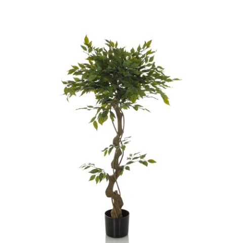 hjh OFFICE Kunstpflanze FICUS I Deko Pflanze künstlich 120 cm, Birkenfeige, pflegeleichter Kunstbaum, Grün 871057