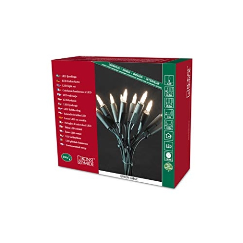 Konstsmide LED Minilichterkette, One String, 200 warm weiße Dioden, 230V, Innen, grünes Kabel - 6306-120, Warmweiß