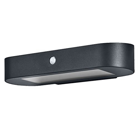 LEDVANCE ENDURA Style Oval Solar-Wandleuchte, kaltweißes Licht (4000K), integrierter Sensor, ohne Strom nutzbar, lange Batterielaufzeit: 30 Mal 60 Sekunden im PIR Modus, Schutzklasse IP44, schwarz