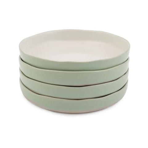 Jamie Oliver Big Love Dishy-Schale, Langlebiges Steingut Servierschalen-Set, spülmaschinen- und mikrowellengeeignet, Grün/Weiß, 4er-Set, 700ML, 22x22x13cm