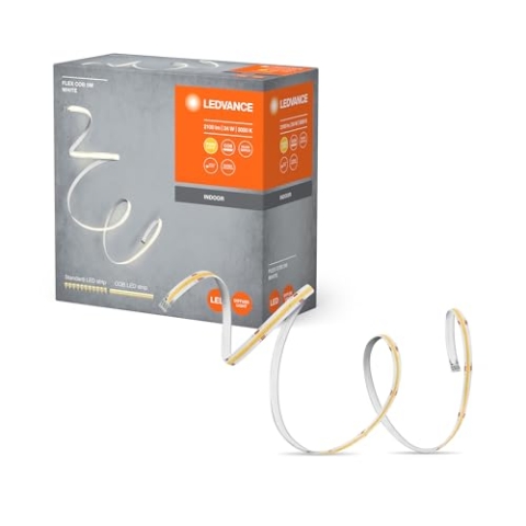 Ledvance FLEX COB 5M LED-Streifen, gelb, 22W, 1750lm, warmweißes Licht, COB-Technologie, homogene Lichtverteilung, lange Lebensdauer, einfache Montage, für Innenanwendung, Schutzklasse IP20, 3000K
