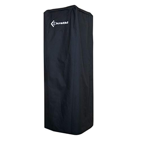 KRATKI Wetterschutzhülle für den Patio Gaskamin | 129 x 46 x 46 cm | schwarz mit weißem Logo | 100% Polyester | PVC-Träger | Abdeckplane ideal als Terrassenofen Abdeckung | Wasserdicht & Winddicht
