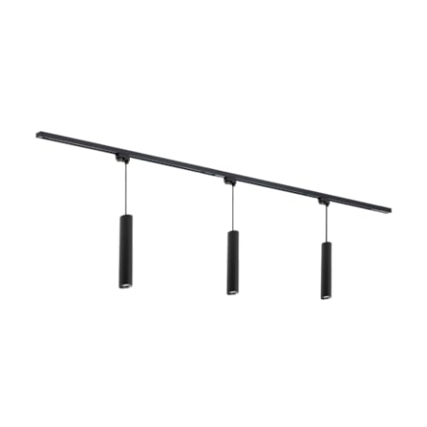 Qub Focus III 1-Phasen Led Schienensystem - 200cm - 3x GU10 Pendelleuchten - 2x 1m Schienen - I-Form - Deckenstrahler Schwarz - Erweiterbar & flexibel - LED-kompatibel - Modernes Design Spot lampe