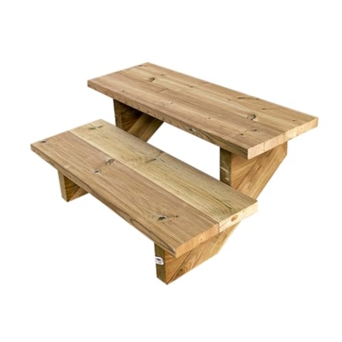 Außentreppe Holz, 2 bis 7 Stufen, fertiges Set, Gartentreppe aus Holz, für Garten, Balkon und Terrasse (2 Stufen ohne Setzstufen, 80cm)