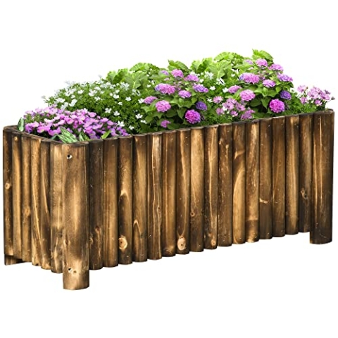 Outsunny Hochbeet Pflanzkasten Kräuterbeet Pflanzbeet Gemüse Blumenbeet Blumenkasten, Tannenholz 100x38,5x40 cm