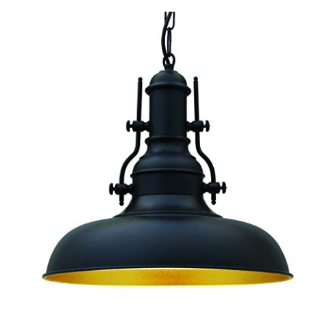 bamyum Pendelleuchte Vintage Schwarz Industrial Ø31 cm, Nota Küchenlampe Hängend Vintage, Hängelampe Esstisch Wohnzimmer, Lampenschirm Hängelampe Industrial Style, Pendelleuchte Schwarz, Küchenlampe