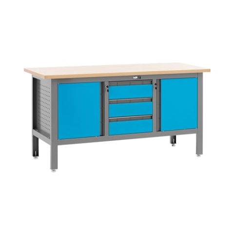 MSW MSW-TOOLC-003A Werkbank 169 x 86,5 cm 1000 kg 3 Schubladen 2 Fächer Werktisch Werkstatttisch Werkstattbank Arbeitstisch Werkstatt