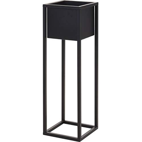Home&Styling Blumentopf mit Ständer Blumenkübel Pflanztopf Übertopf Pflanzgefäß Blumenständer Metallständer Blumentopfständer Metall 70cm Schwarz