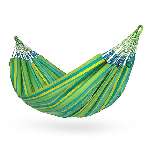 LA SIESTA® - Brisa - Klassische Doppel-Hängematte, handgefertigt in Kolumbien, mit 160 cm Breite für entspannte Momente drinnen und draußen. (Lime)