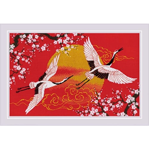 Riolis Kreuzstich Set "Unter dem Himmel. Kräne", Zählmuster, 40x25cm