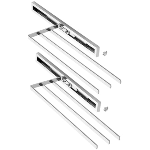 2 Stück SO-TECH® Handtuchauszug Elegance Chrom 3-armig 415 mm eingeschoben, 715 mm ausgezogen Handtuchhalter Handtuchstange