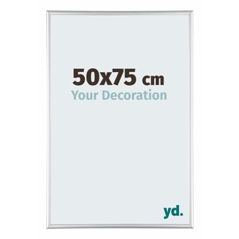 yd. Your Decoration - Bilderrahmen 50x75 cm - Silber Hochglanz - Bilderrahmen aus Aluminium mit Acrylglas - Antireflex - 50x75 Rahmen - Kent