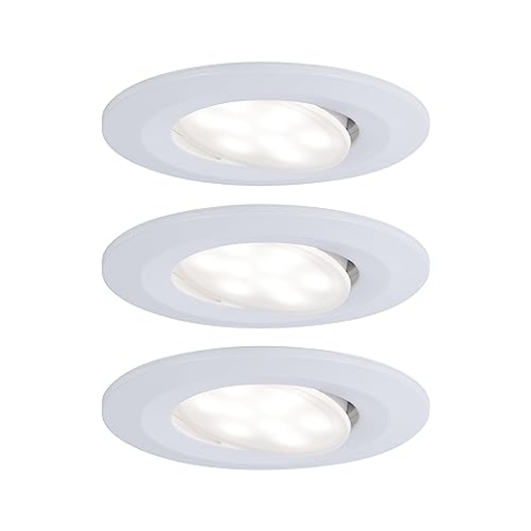 Paulmann 99931 LED Einbauleuchte Calla rund 3er Set incl 3x5.2 W IP65 dimmbar Einbaustrahler Weiß matt Schranklicht Kunststoff Einbaulampe 4000K