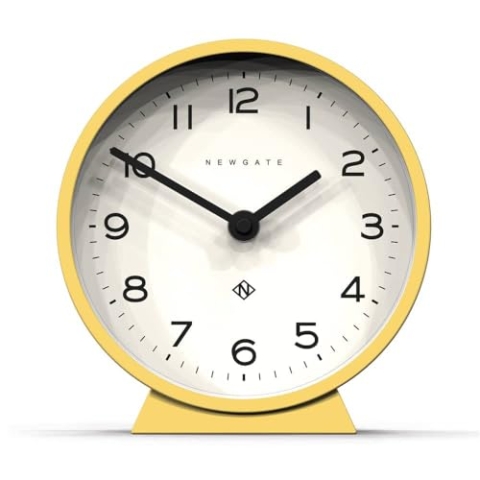 NEWGATE® M Leise Kaminuhr - 'Kein Ticken' - Eine Moderne Kaminuhr - Kleine Kaminuhren - Minimalistisches Zifferblatt - (Knallgelb)