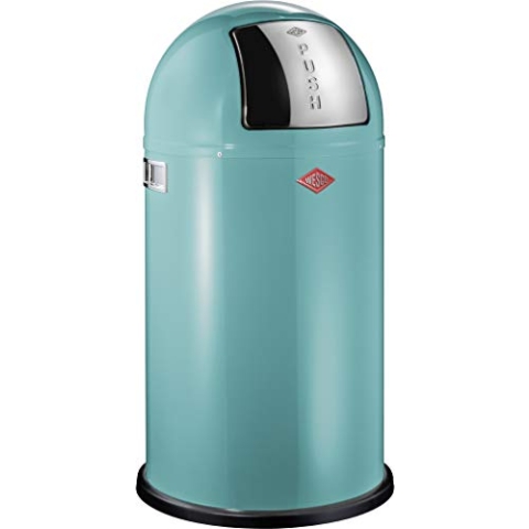 Wesco 175 831 Pushboy Abfallsammler 50 Liter türkis 40 x 40 x 75.5cm (L/B/H), Edelstahl