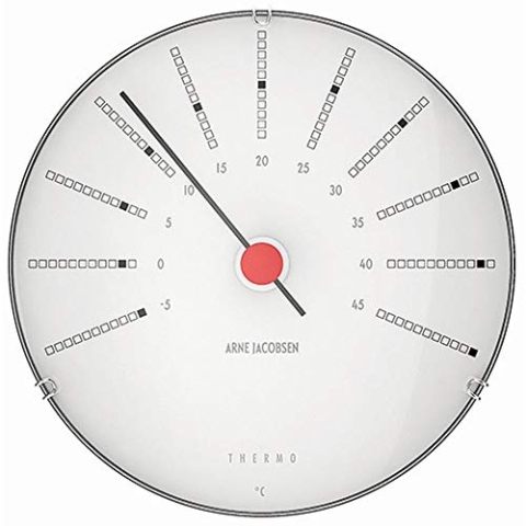 Arne Jacobsen Thermometer Ø12 cm Bankers Originaldesign Kreative Details, weiss, Weiß