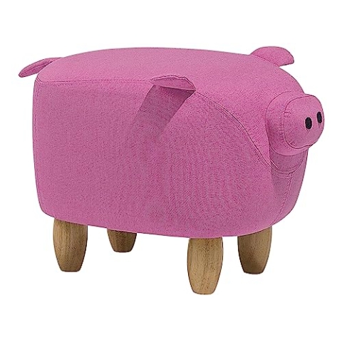 Beliani Verspielter Schweinchen-Hocker in Rosa Tierhocker für Kinder Piggy