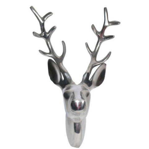 Mars & More - Hirschkopf, Trophäe, Geweih - Aluminium vernickelt - 32 cm hoch